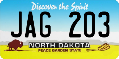 ND license plate JAG203