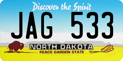ND license plate JAG533