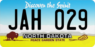 ND license plate JAH029
