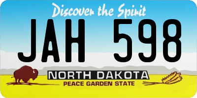 ND license plate JAH598