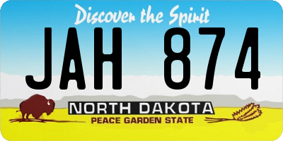 ND license plate JAH874