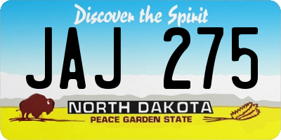 ND license plate JAJ275