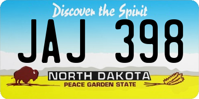 ND license plate JAJ398
