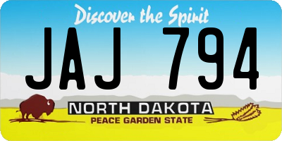 ND license plate JAJ794
