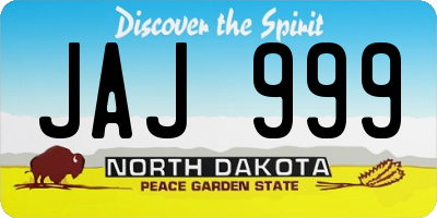 ND license plate JAJ999