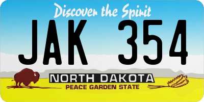ND license plate JAK354