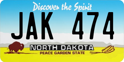 ND license plate JAK474
