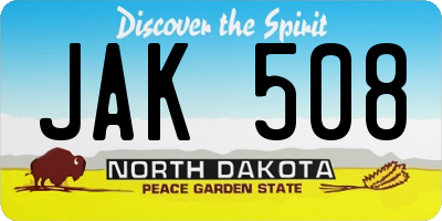 ND license plate JAK508