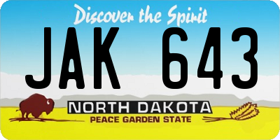 ND license plate JAK643