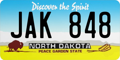 ND license plate JAK848