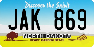 ND license plate JAK869