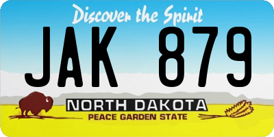 ND license plate JAK879