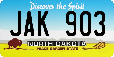 ND license plate JAK903