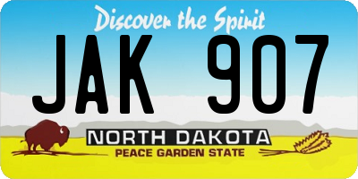 ND license plate JAK907
