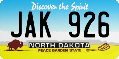 ND license plate JAK926