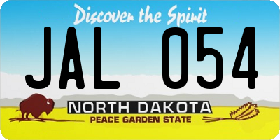 ND license plate JAL054