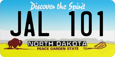 ND license plate JAL101