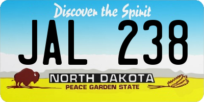 ND license plate JAL238