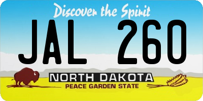ND license plate JAL260