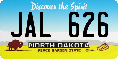 ND license plate JAL626