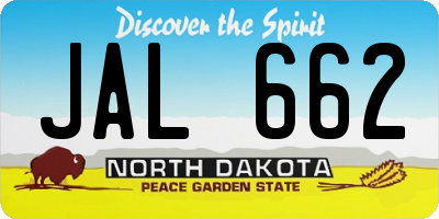 ND license plate JAL662