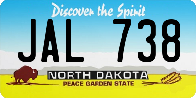 ND license plate JAL738