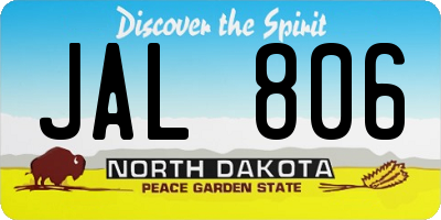 ND license plate JAL806