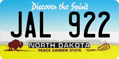 ND license plate JAL922