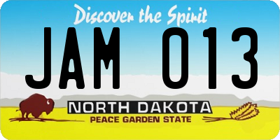 ND license plate JAM013