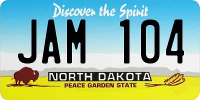 ND license plate JAM104