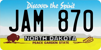 ND license plate JAM870