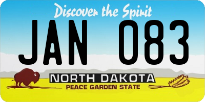 ND license plate JAN083