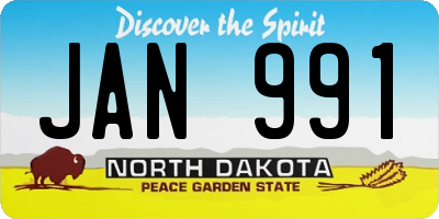 ND license plate JAN991