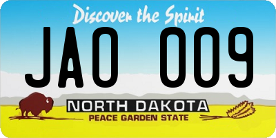 ND license plate JAO009
