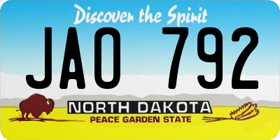 ND license plate JAO792