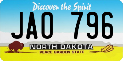 ND license plate JAO796