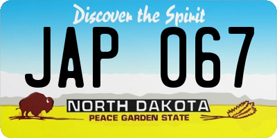 ND license plate JAP067