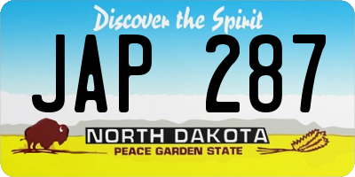 ND license plate JAP287
