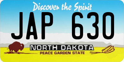 ND license plate JAP630