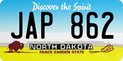 ND license plate JAP862