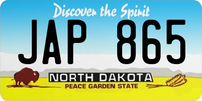 ND license plate JAP865