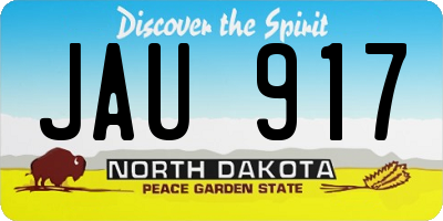 ND license plate JAU917