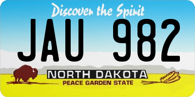 ND license plate JAU982