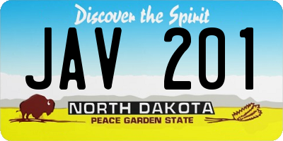 ND license plate JAV201