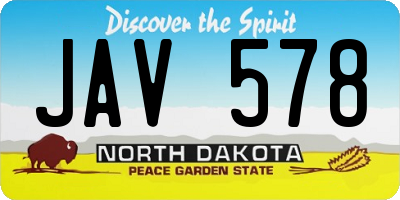 ND license plate JAV578