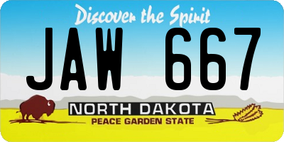 ND license plate JAW667