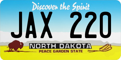 ND license plate JAX220