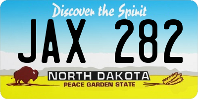 ND license plate JAX282