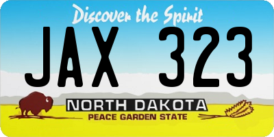 ND license plate JAX323
