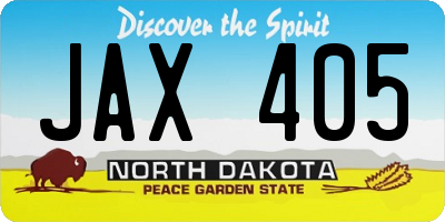 ND license plate JAX405